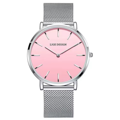 LIGE 89191 Elegant Women Watches Fashion Simple Ladies Quartz Clock Lady Wristwatch Waterproof Ultra-Thin Watch Relogio Feminino