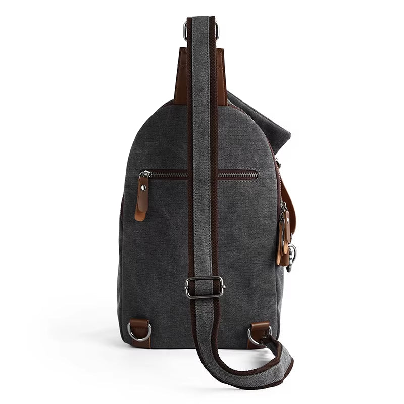 Canvas Outdoor Bags for Men Shoulder Crossbody Bag Walking Hiking Chest Sling Bags