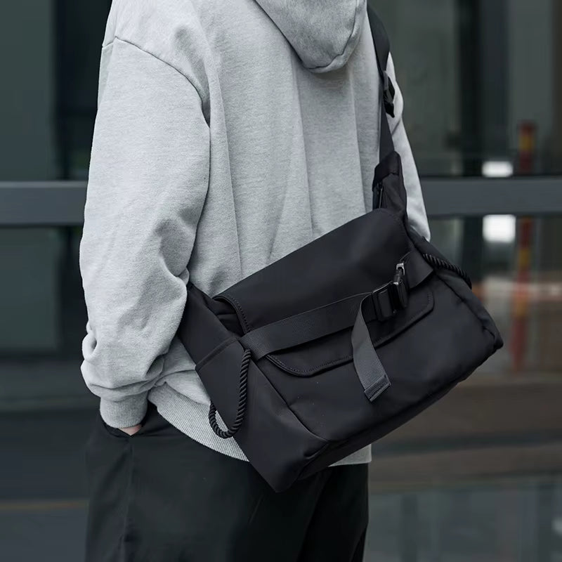 Customizable Men'S Crossbody Bag 12.9" Oxford Flap Messenger Bag Daily Life Waterproof Chest Bag