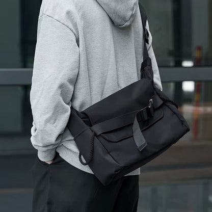 Customizable Men'S Crossbody Bag 12.9" Oxford Flap Messenger Bag Daily Life Waterproof Chest Bag