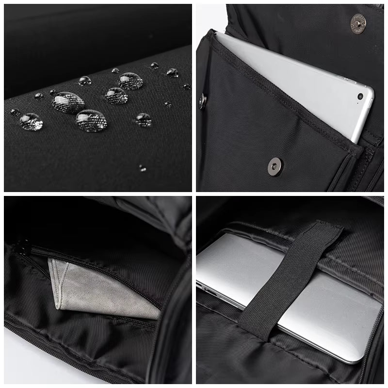 Laptop Backpack Leisure School Bag Stylish Daypack Large Capacity Fashion High Quality Waterproof for Men Black Polyester MOYYI