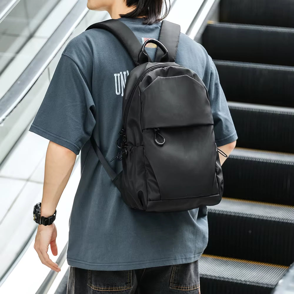 Beige Waterproof Ladies Mini Backpack College Student Small Laptop School Bag Unisex Lightweight Leisure Bag
