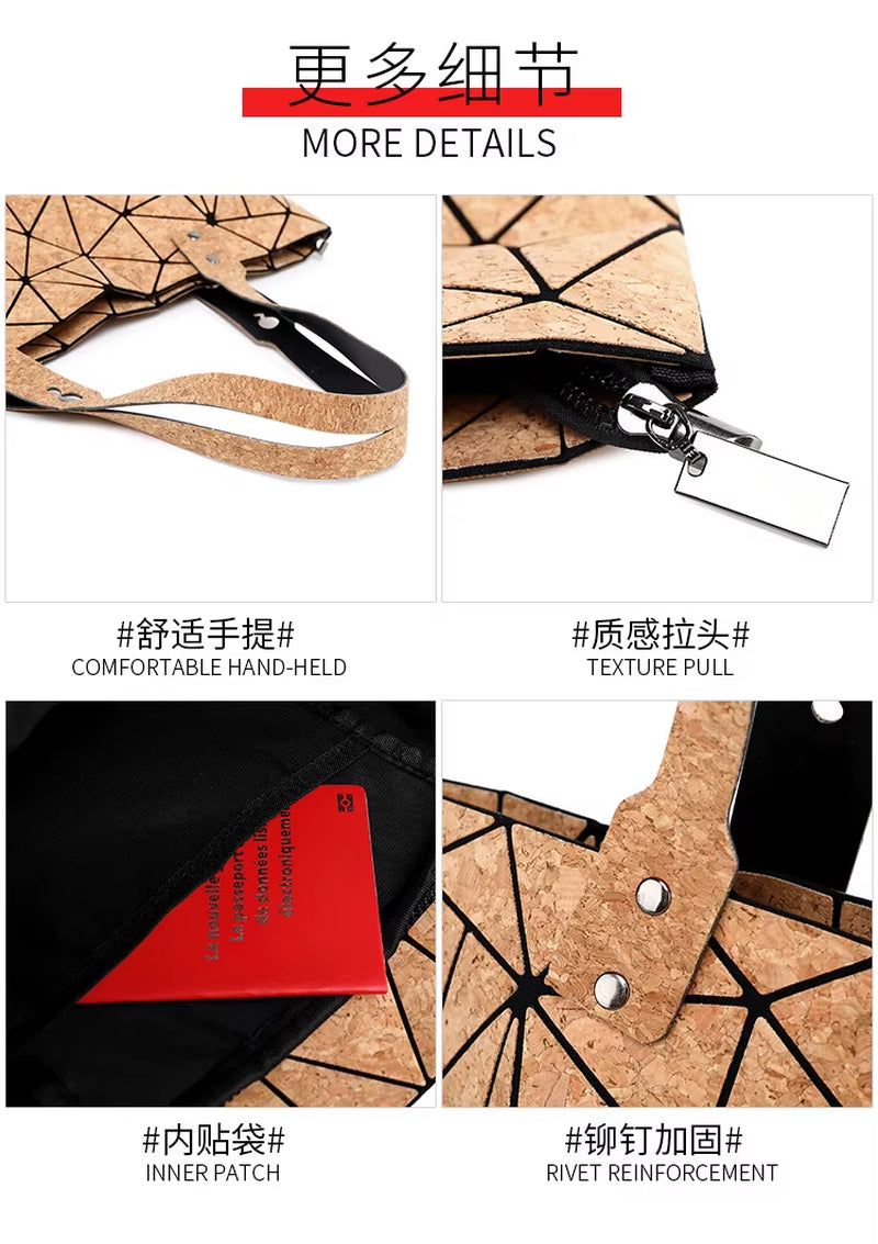 Cork Shoulder Bag for Women & Girl Tote Beach Bag Women Gift Geometric Tote Bag