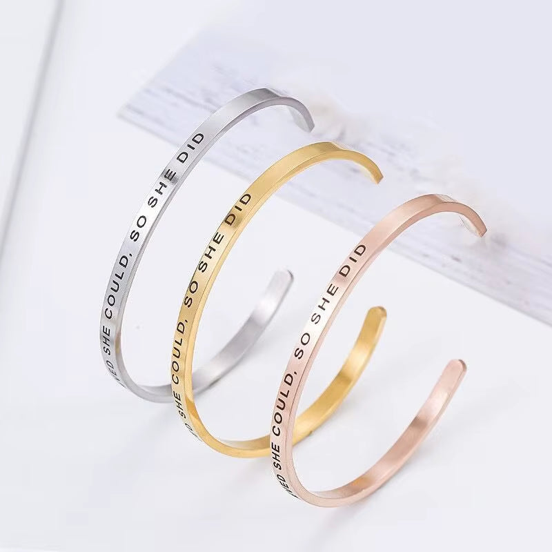 5Mm Wholesale Custom Engrave Stainless Steel Expandable Open Cuff Bangle Non Tarnish 18K Gold Plated Cuff Men Bracelet Bangle