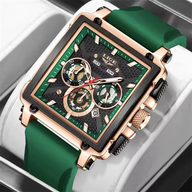 LIGE 89217 Top Brand Men'S Watches Silicone Strap Clock Waterproof Sport Casual Watch Men Chronograph Quartz Wristwatch Reloj