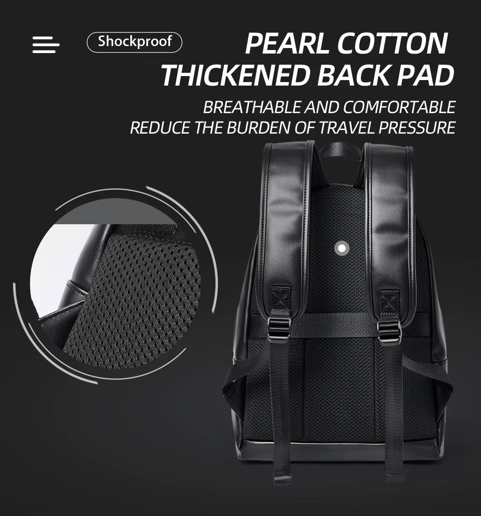 MOYYI Luxury PU Leather Travel Backpack Bags for Men Laptop Bag Faux Leather Backpack Bags