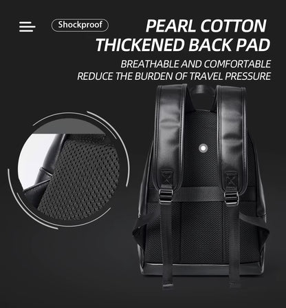 MOYYI Luxury PU Leather Travel Backpack Bags for Men Laptop Bag Faux Leather Backpack Bags