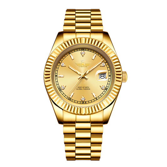 Luxury Men'S Business Wristwatch Waterproof Calendar Stainless Steel Quartz Watch Customized Logo for Men