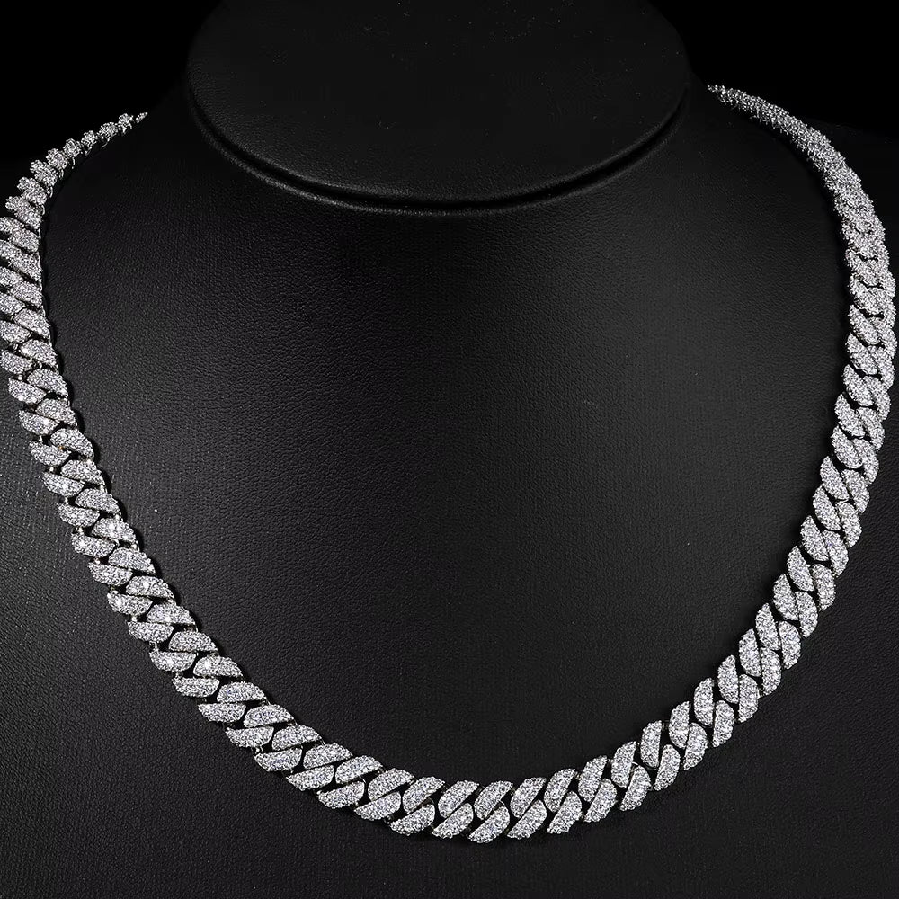 NUOYA Luxury 3 Rows Cuban Chain 10Mm Width Flip Buckle Design Full Iced Out Zircon Hip Hop Fine Jewelry