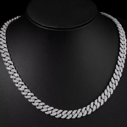 NUOYA Luxury 3 Rows Cuban Chain 10Mm Width Flip Buckle Design Full Iced Out Zircon Hip Hop Fine Jewelry