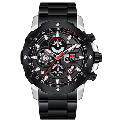 MINI FOCUS 0401G Multi Angle Gear with Three-Dimensional Hollow Dial Men Quartz Watch Mechanical Punk