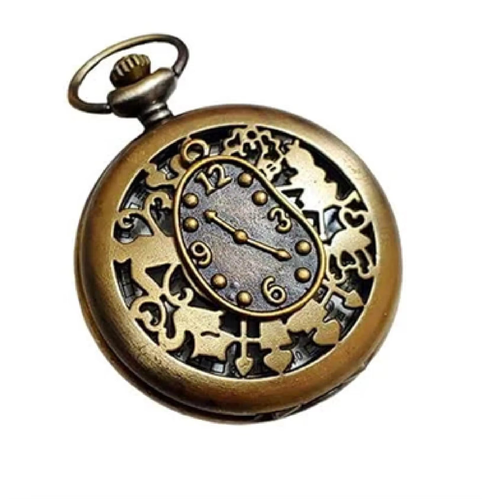 Ntique Style Bronze Pendant Watch with Asymmetrical Dial and Ornate Openwork Case Design for Men Available at Wholesale Prices