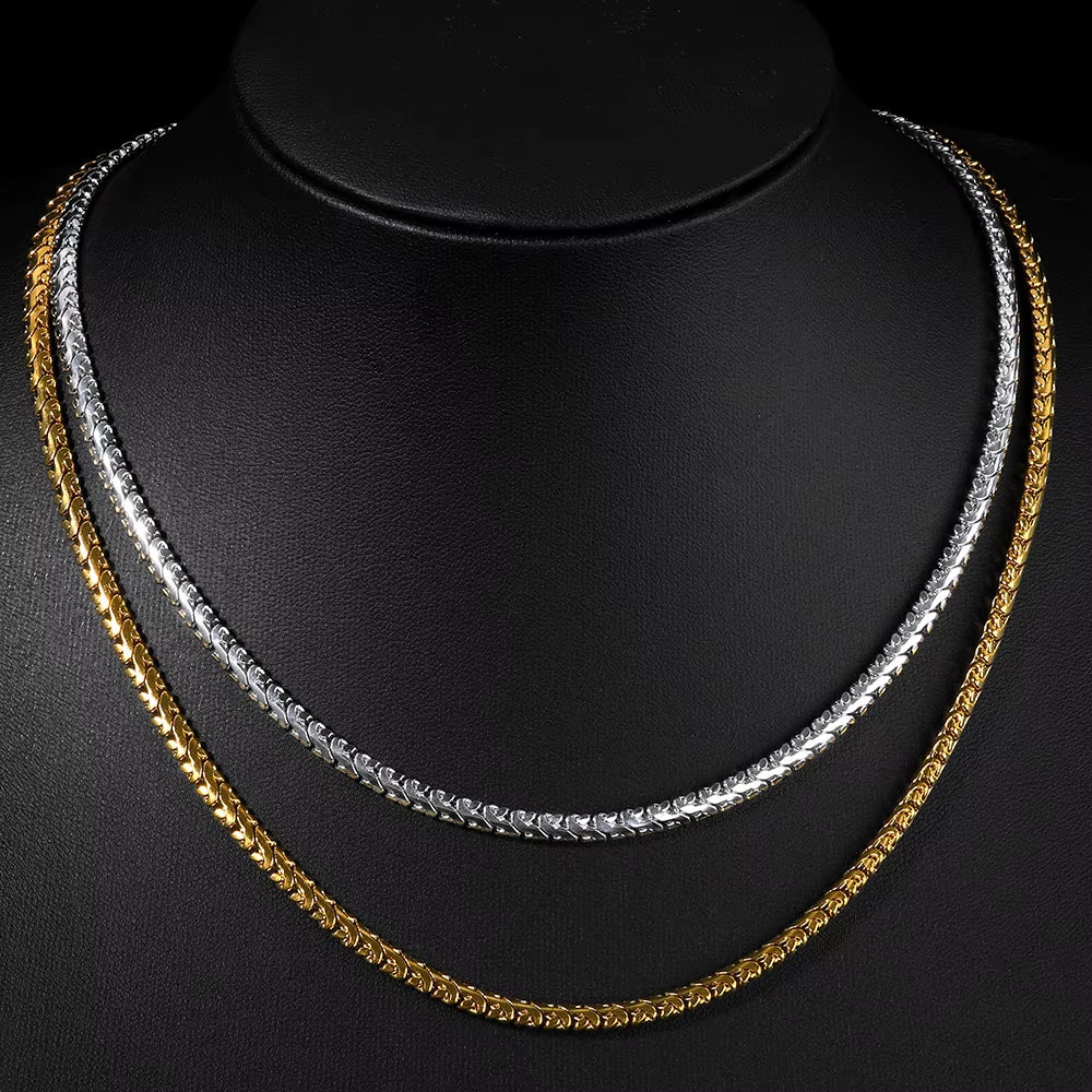 NUOYA Custom Thin Cuban Link Necklace Gold Plated Stainless Steel Waterproof Hip Hop Style High Quality Jewelry