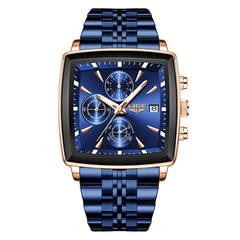 LIGE 2025 Fashion Square Mens Watch Business Watches Men Waterproof Luminous Chronograph Quartz Wristwatches Reloj Hombre