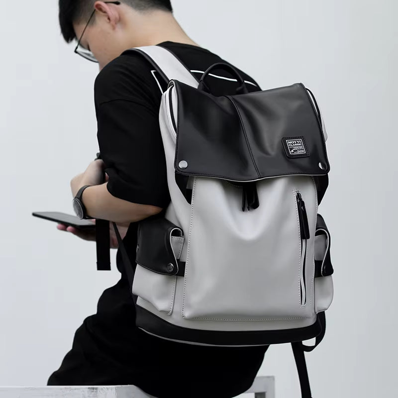 Custom Mochila Leather Backpack for Men Dayback Teen Bookbags Waterproof PU Men'S Backpack
