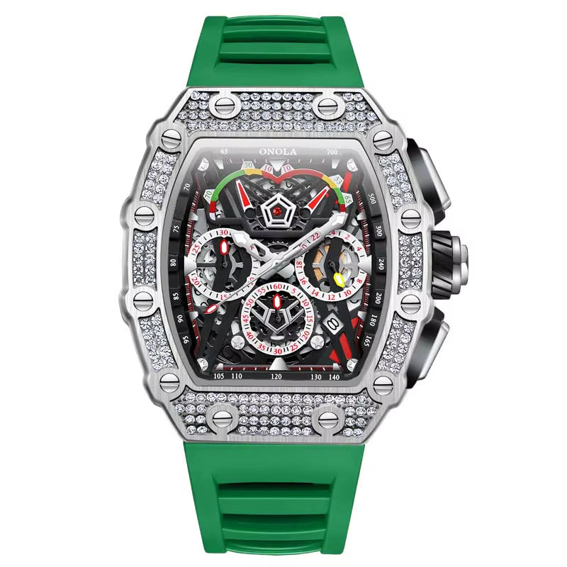 ONOLA 6827D Fashion Mens Luxury Automatic Watches Casual Rubber Strap Waterproof Sport Tourbillon Watch