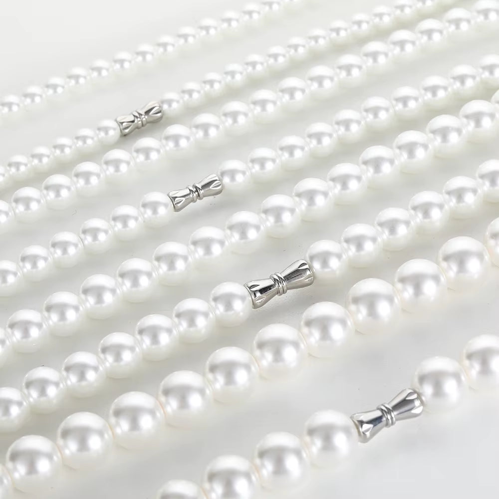 Hip Hop 6/8/10/12Mm Glass Pearl Bead White Pearls for Jewellery Making round Pearl Choker Necklace for Women