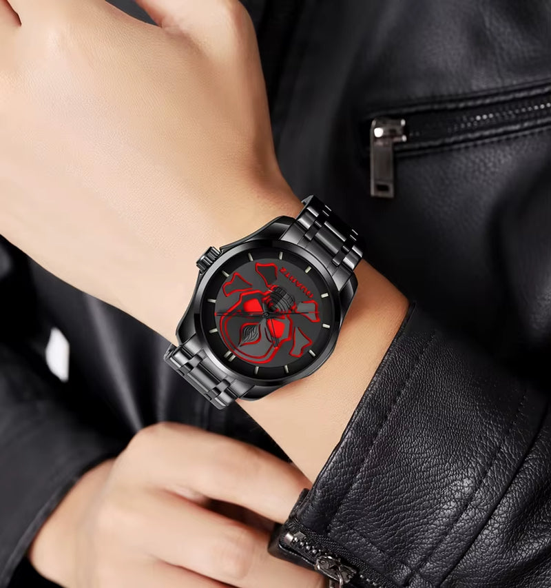 Wholesale SKMEI 9358 Skeleton Skull Hollow Face Fashion Sport Customize OEM Factory Men Quartz Watch Wrist