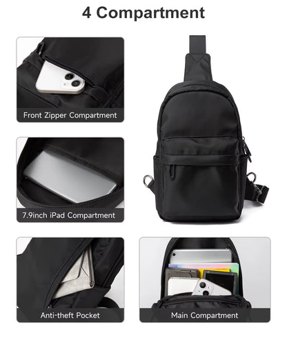 Newest No Logo Pure Waterproof Chest Bag Travel Siger Shoulder Bag School Chest Sling Bag for Women Men