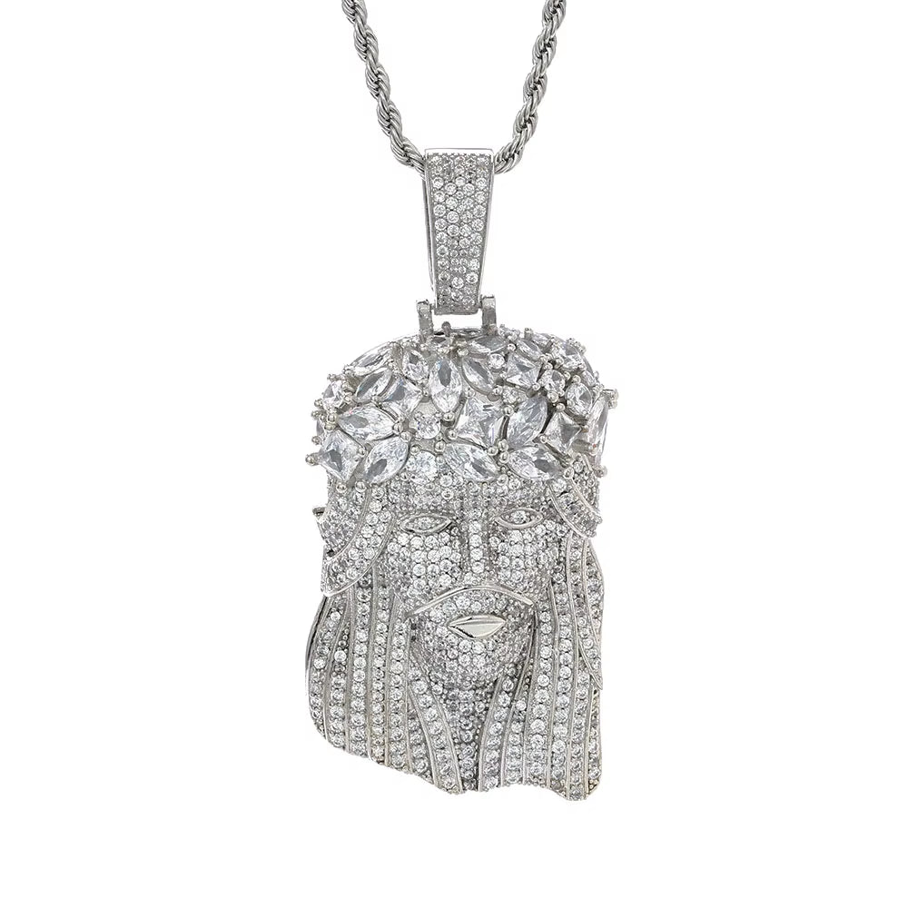 NUOYA Fine Hip-Hop Iced Out CZ Jesus Pendant Gold-Plated Shiny Zircon Charms Pendants Men'S and Women'S Rap Jewelry Wholesale