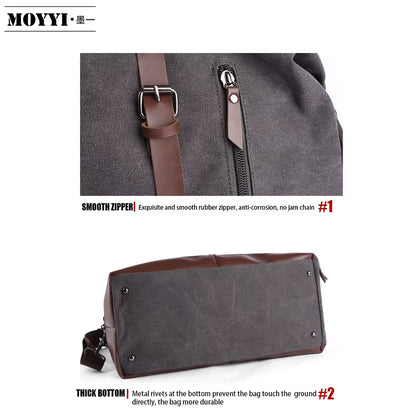 Duffle Bag for Travel 40L Canvas Duffel Bag Carry on Leather Overnight Weekender Bag for Men