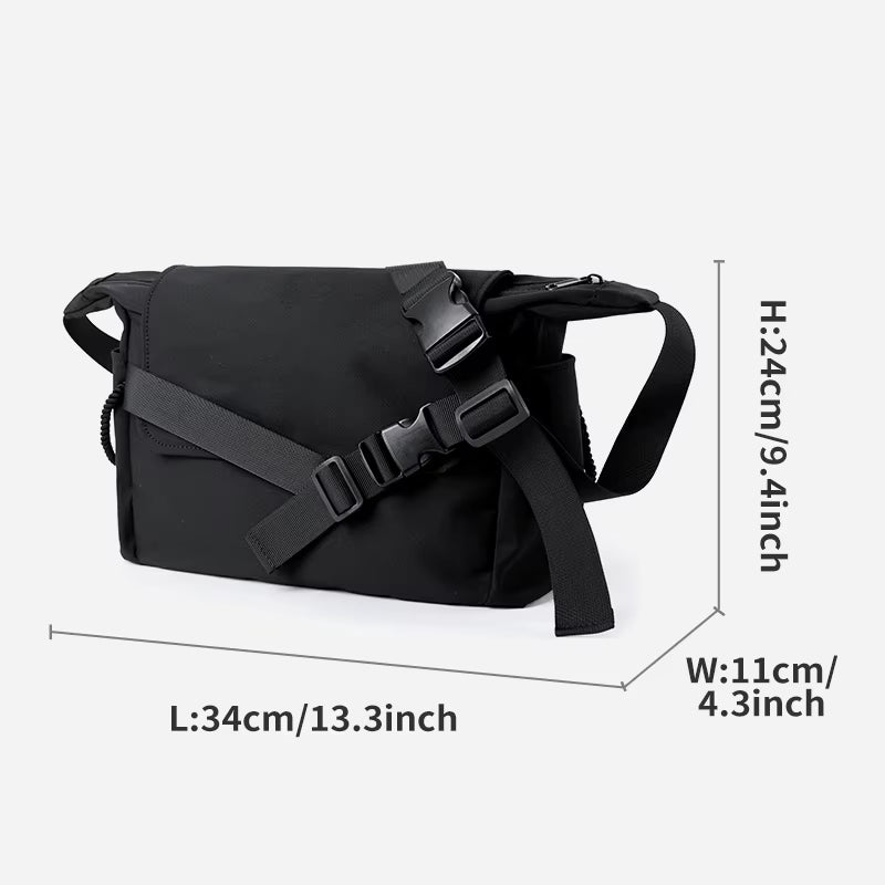 Customizable Men'S Crossbody Bag 12.9" Oxford Flap Messenger Bag Daily Life Waterproof Chest Bag