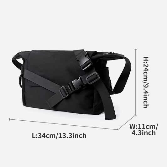 Customizable Men'S Crossbody Bag 12.9" Oxford Flap Messenger Bag Daily Life Waterproof Chest Bag