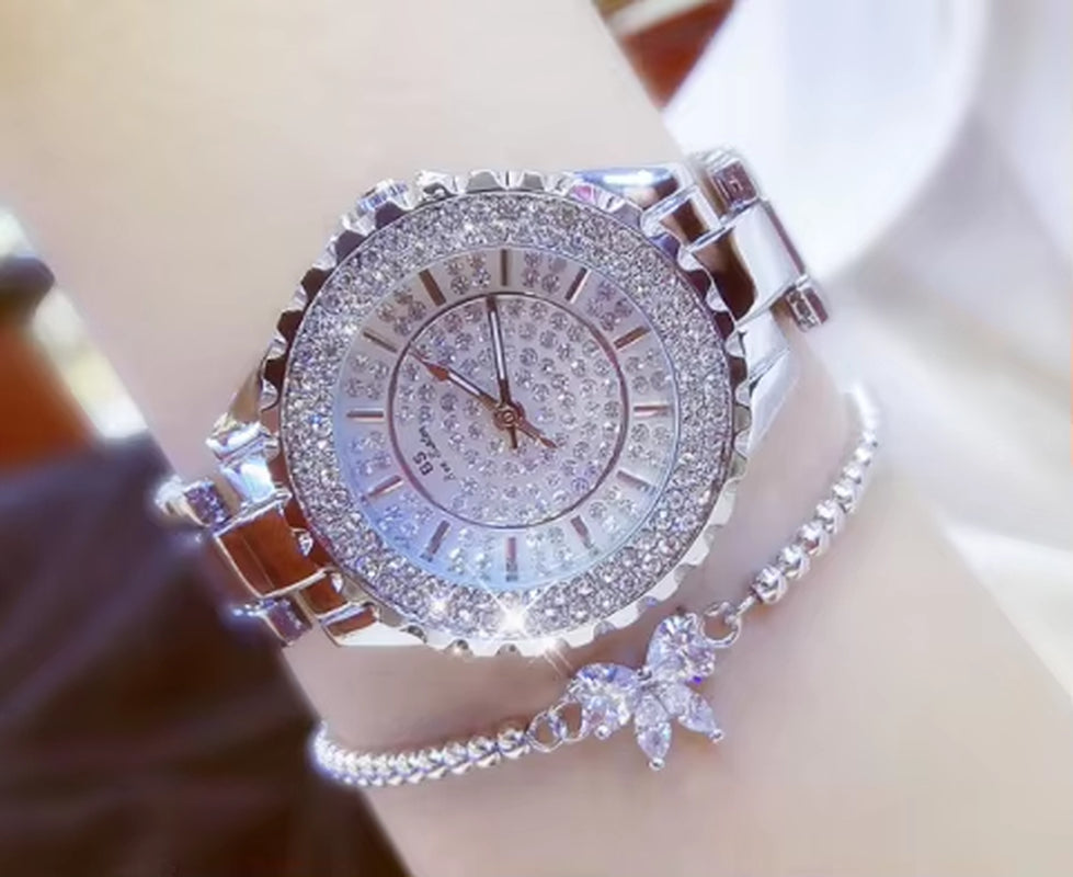 Women Watches 2024 Fashion Diamond Quartz Ladies Rose Gold Watch Luxury Stainless Steel Clock Dress Watch Ladies