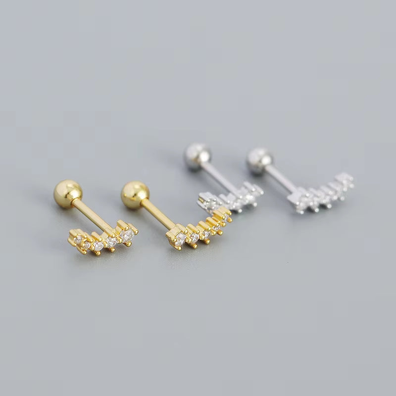 KR Colored Zircon Earrings S925 Sterling Silver Ins Style Flower Inlaid Diamond Screws Earrings Wholesale
