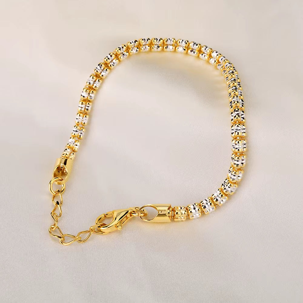 NUOYA Fine Jewelry S925 Sterling Silver Chain Link Bracelet 4Mm Gold Plated Fine Chain Adjustable Bracelets for Women