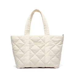 Quilted Women Cotton Padded Puffer Bag Tote Bag with Zipper Shoulder Bag Oxford Casual Large Purse or Women Handbag for Work
