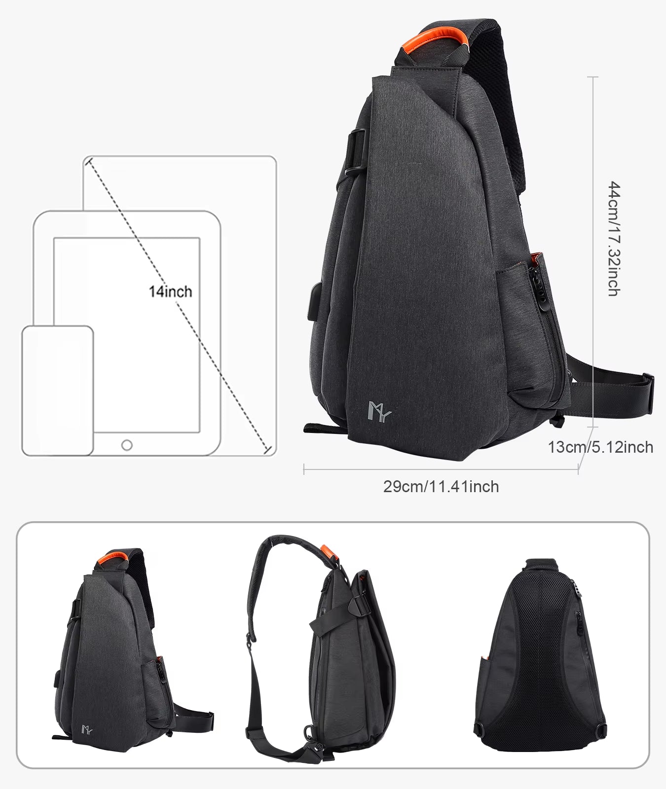 MOYYI Crossbody Bags for Men Sling Backpack Travel Hiking Pickleball Paddle Bag