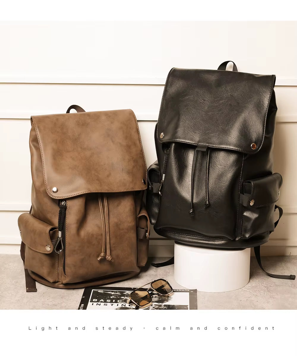 Custom PU Backpack Casual Bag for Men Laptop Backpack Leisure Bag Waterproof Fashion Men Leather Backpack