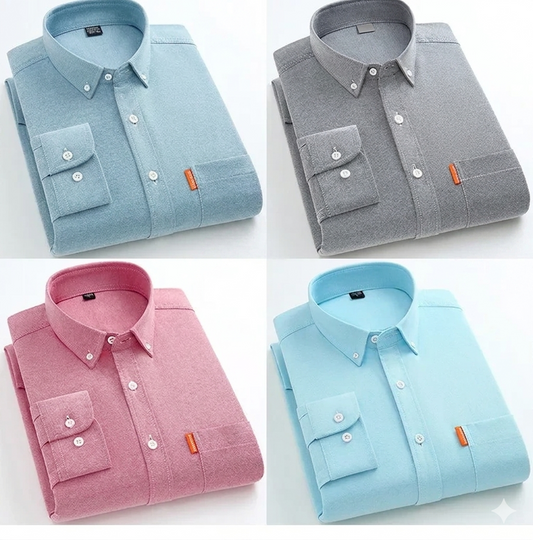 Men's Oxford Shirt – 100% Cotton, Long Sleeve, Solid Colour
