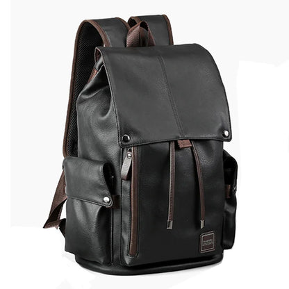 MOYYI Causal Laptop Backpack for Men Travel Vintage Backpack Waterproof Leather Business Backpack School Men'S Rucksack