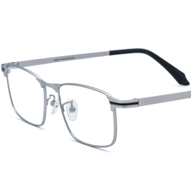 Titanium Square Optical Glasses Frame Designer Durable - Silver - MCROONS