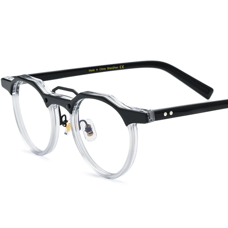 Small Round Acetate Optical Glasses Frame - MCROONS - Clear Black