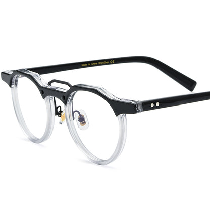 Small Round Acetate Optical Glasses Frame - MCROONS - Clear Black