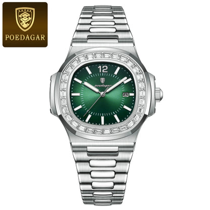 Poedagar 918 Men's Luxury Quartz Watch – Stainless Steel Band, Waterproof, Luminous, Date