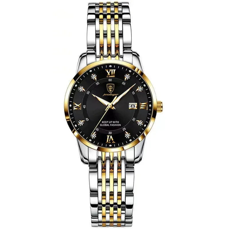 Poedagar 268 Women's Luxury Quartz Watch – Stainless Steel Band, Waterproof, Luminous, Date