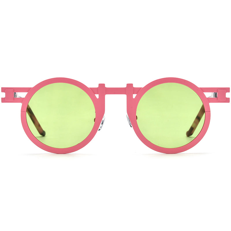 Colourful Titanium Retro Round Polarized Sunglasses - MCROONS - front view