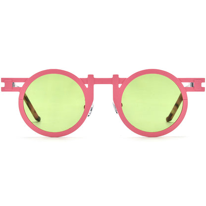 Colourful Titanium Retro Round Polarized Sunglasses - MCROONS - front view