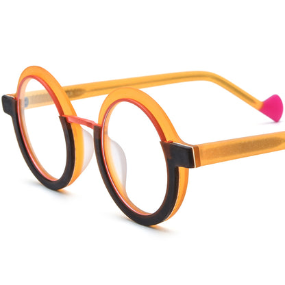 Colourful Matte Acetate Round Optical Glasses Frame - Yellow - MCROONS