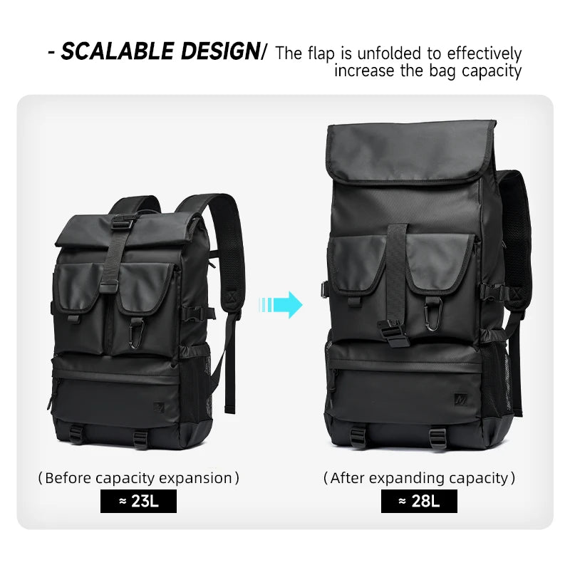 Top Rollong Expandable 28L Outdoor Backpacks Hiking Expedition Travel Backpacks Oxford 17.3 Inch Laptop Backpack for Men