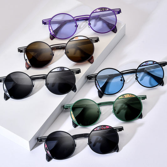 Colourful Titanium Round Sunglasses - MCROONS - side view