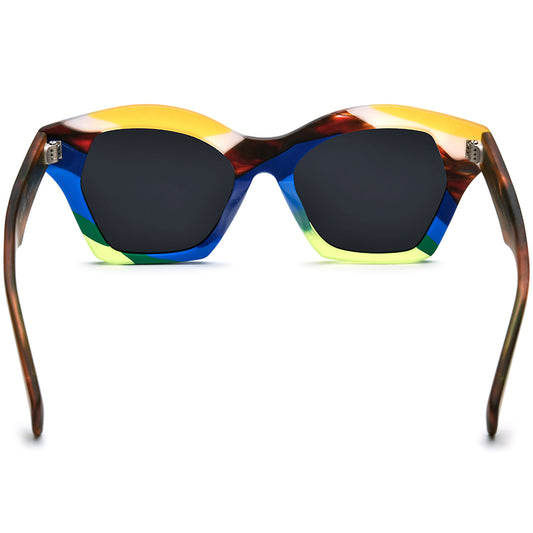 Oversized Matte Acetate Cat Eye Polarized Sunglasses - MCROONS - back view