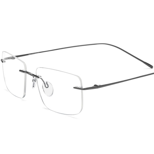Titanium Square Optical Glasses Frame Rimless Ultralight - Gray - MCROONS