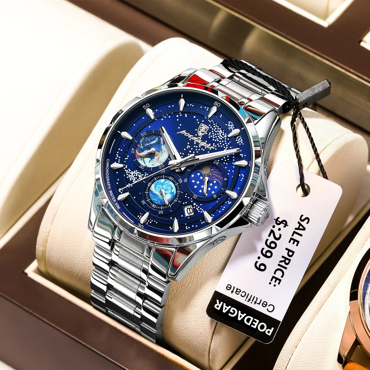 Poedagar 916 Men's Luxury Quartz Watch – Stainless Steel Band, Waterproof, Luminous, Date