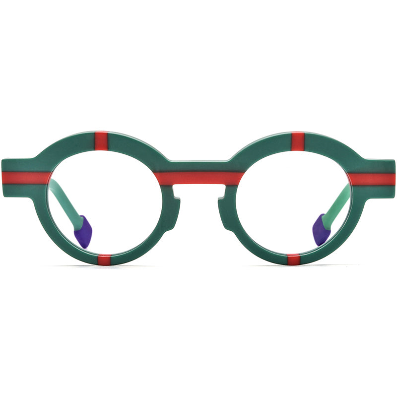 Vintage Colour-Block Round Optical Glasses Frame - MCROONS - front view