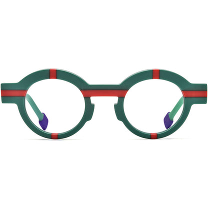 Vintage Colour-Block Round Optical Glasses Frame - MCROONS - front view